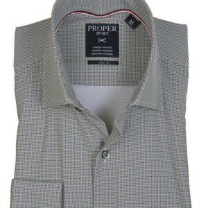 Proper Sport Charcoal Geo Print Four-way Stretch Slim Fit Dress Shirt